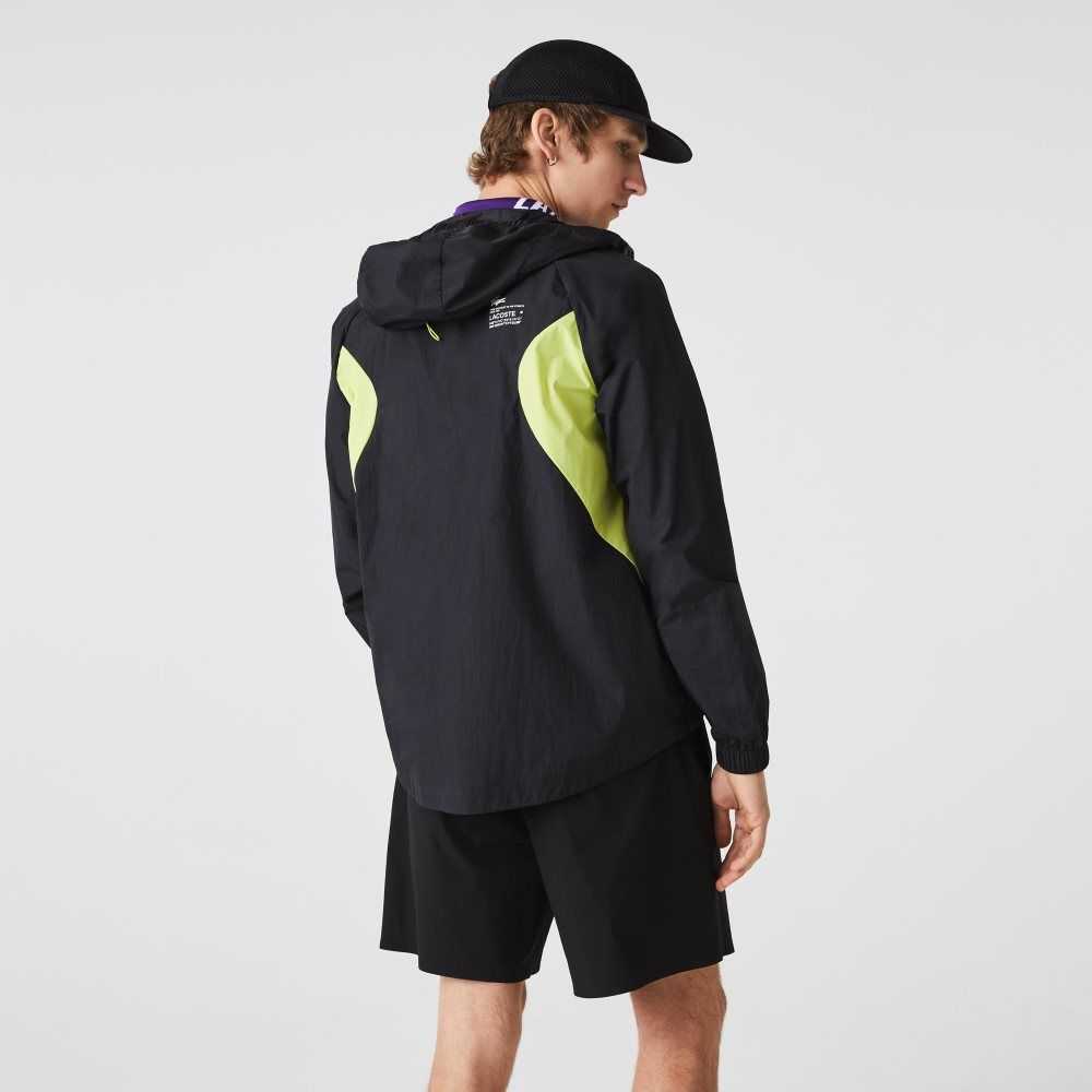 Lacoste SPORT Packable Windbreaker Black / Yellow | TYB-724860