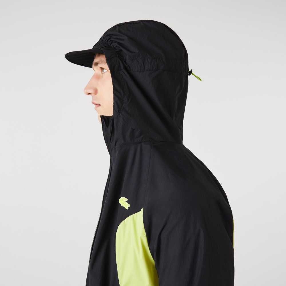 Lacoste SPORT Packable Windbreaker Black / Yellow | TYB-724860