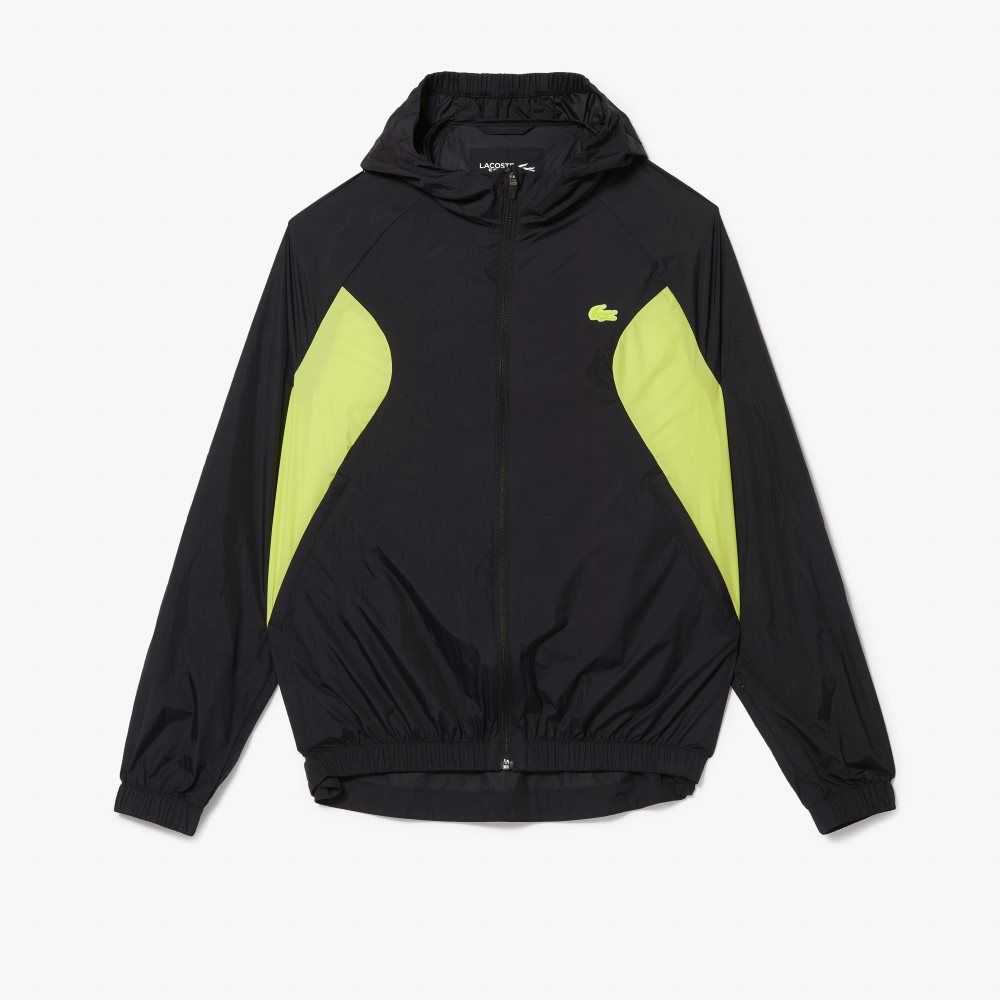 Lacoste SPORT Packable Windbreaker Black / Yellow | TYB-724860