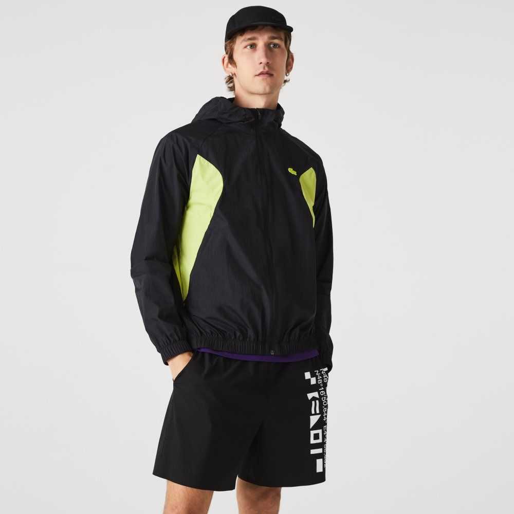 Lacoste SPORT Packable Windbreaker Black / Yellow | TYB-724860