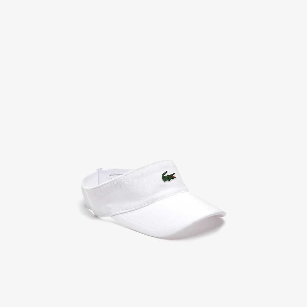 Lacoste SPORT Pique And Fleece Tennis Visor White | BFC-572364