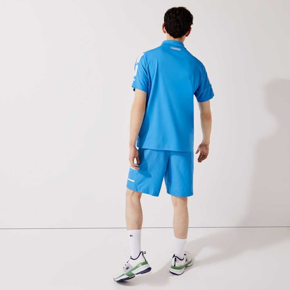 Lacoste SPORT Printed Side Bands Shorts Blue / White | ZKH-408325