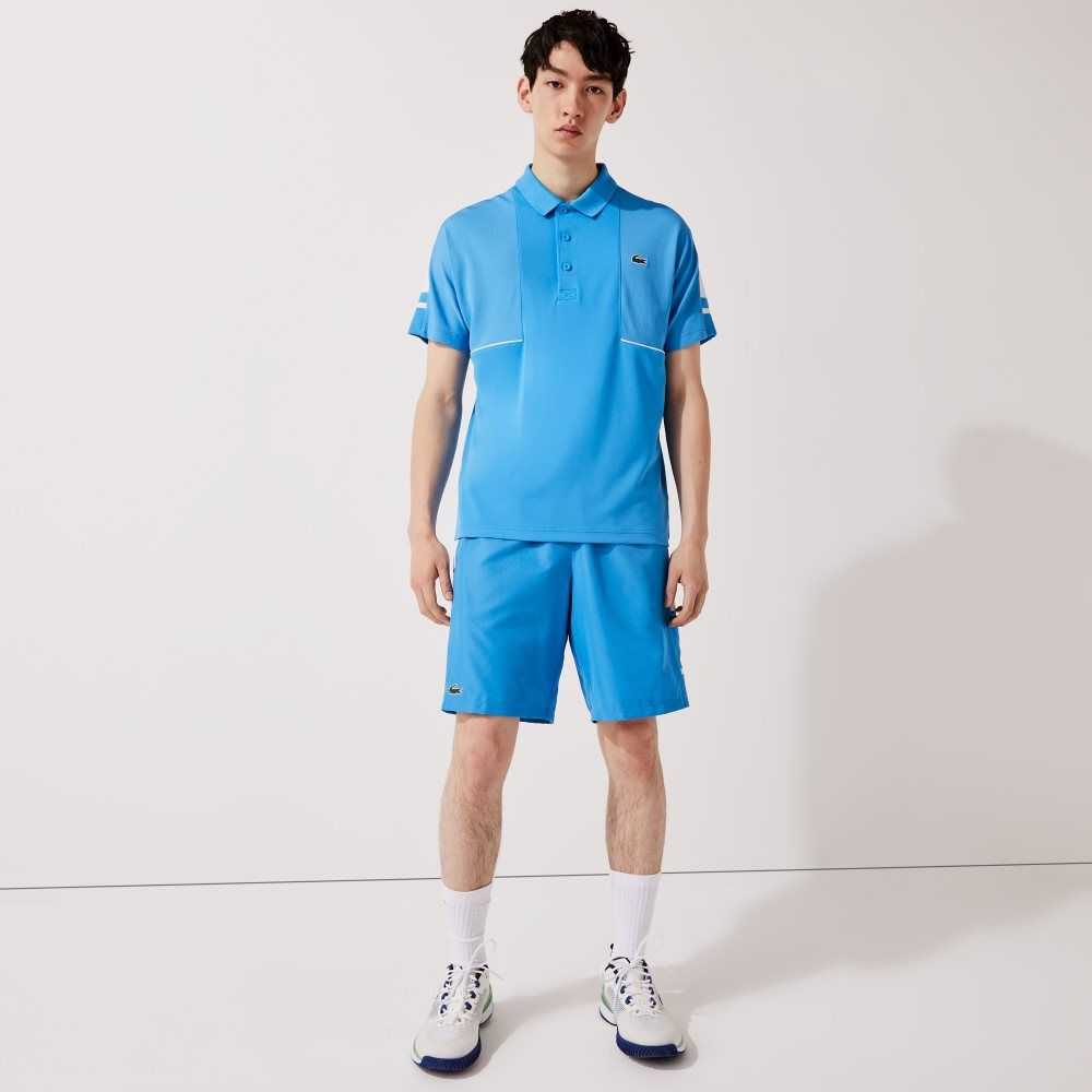 Lacoste SPORT Printed Side Bands Shorts Blue / White | ZKH-408325