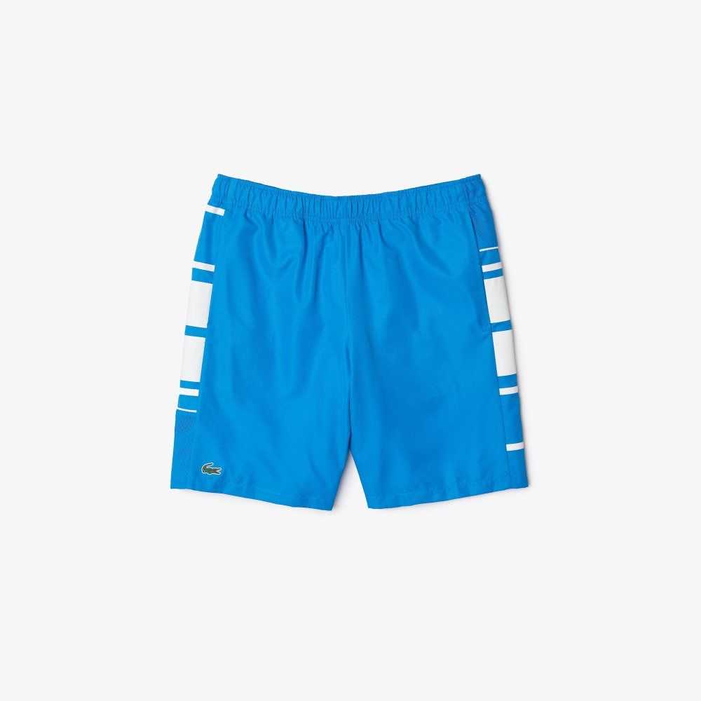 Lacoste SPORT Printed Side Bands Shorts Blue / White | ZKH-408325