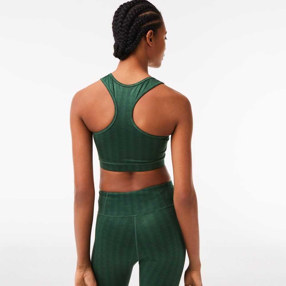 Lacoste SPORT Printed Sports Bra Green | WQV-163874