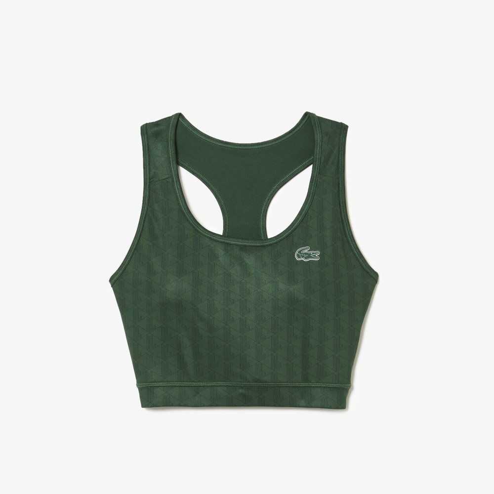 Lacoste SPORT Printed Sports Bra Green | WQV-163874