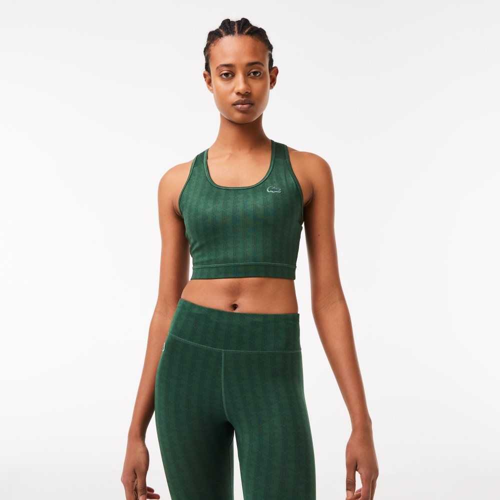 Lacoste SPORT Printed Sports Bra Green | WQV-163874