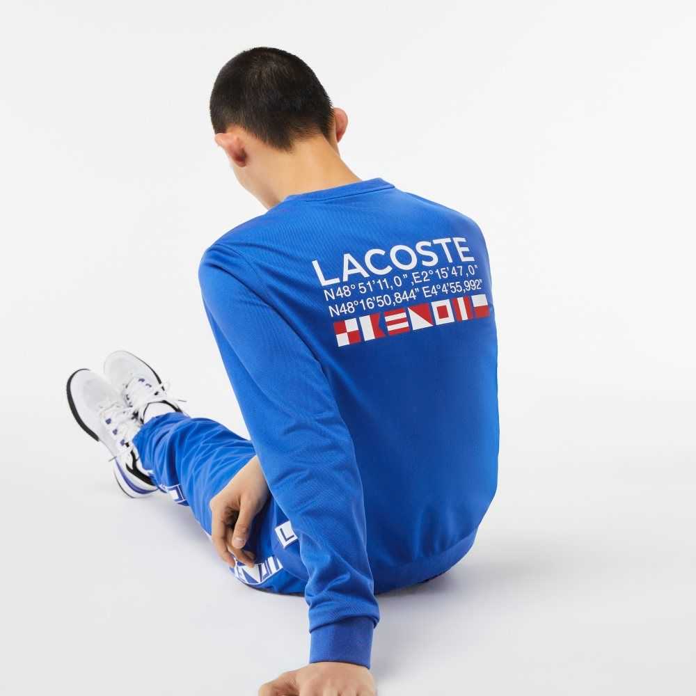 Lacoste SPORT Printed Tennis Sweatshirt Blue | REL-290786