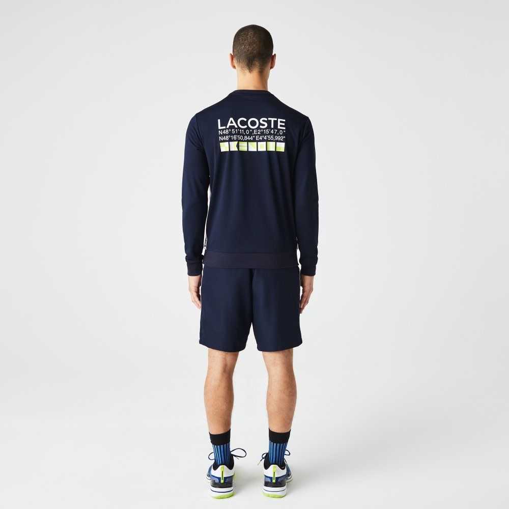 Lacoste SPORT Printed Tennis Sweatshirt Navy Blue | SYE-852916