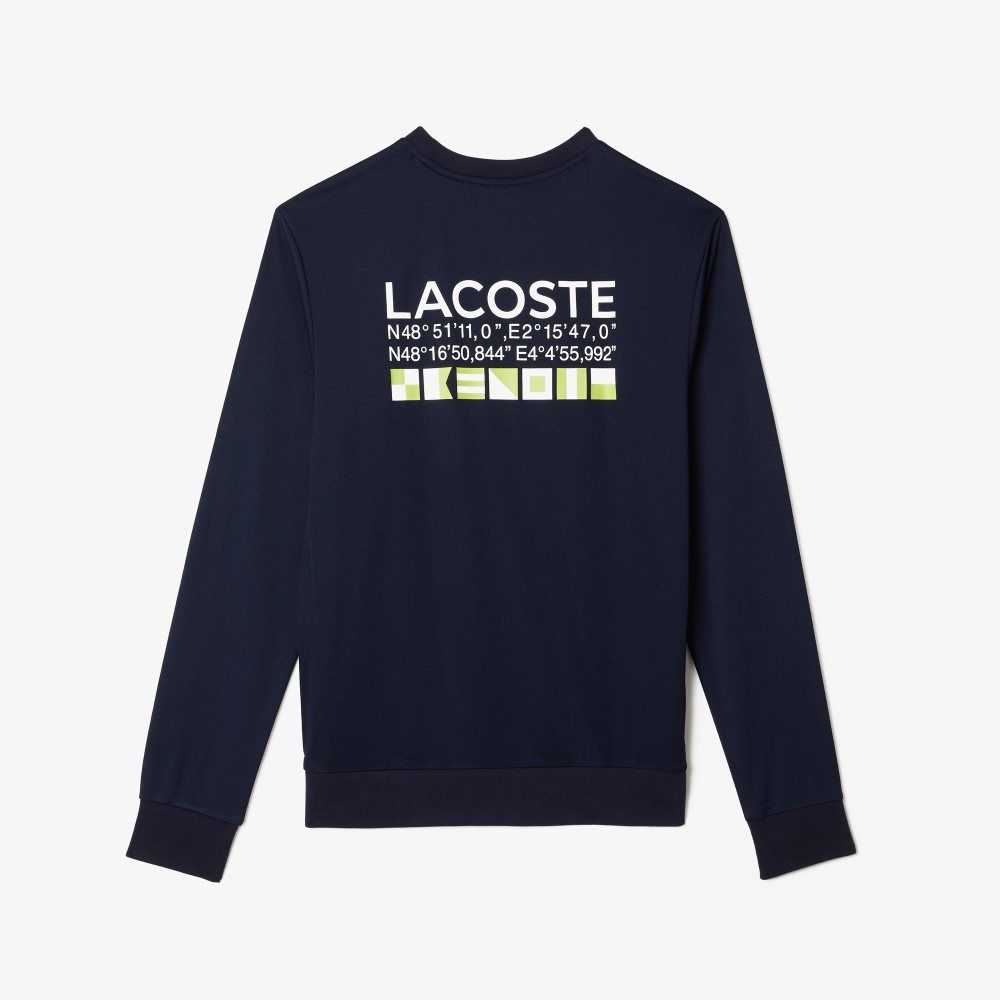 Lacoste SPORT Printed Tennis Sweatshirt Navy Blue | SYE-852916