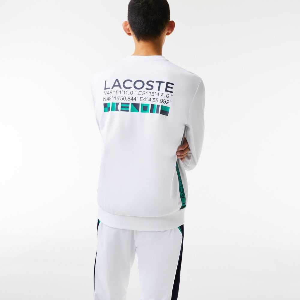 Lacoste SPORT Printed Tennis Sweatshirt White | XJK-260915