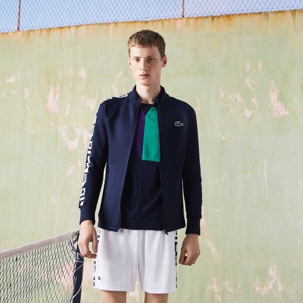 Lacoste SPORT Printed Zip Tennis Sweatshirt Navy Blue | ZTX-084932