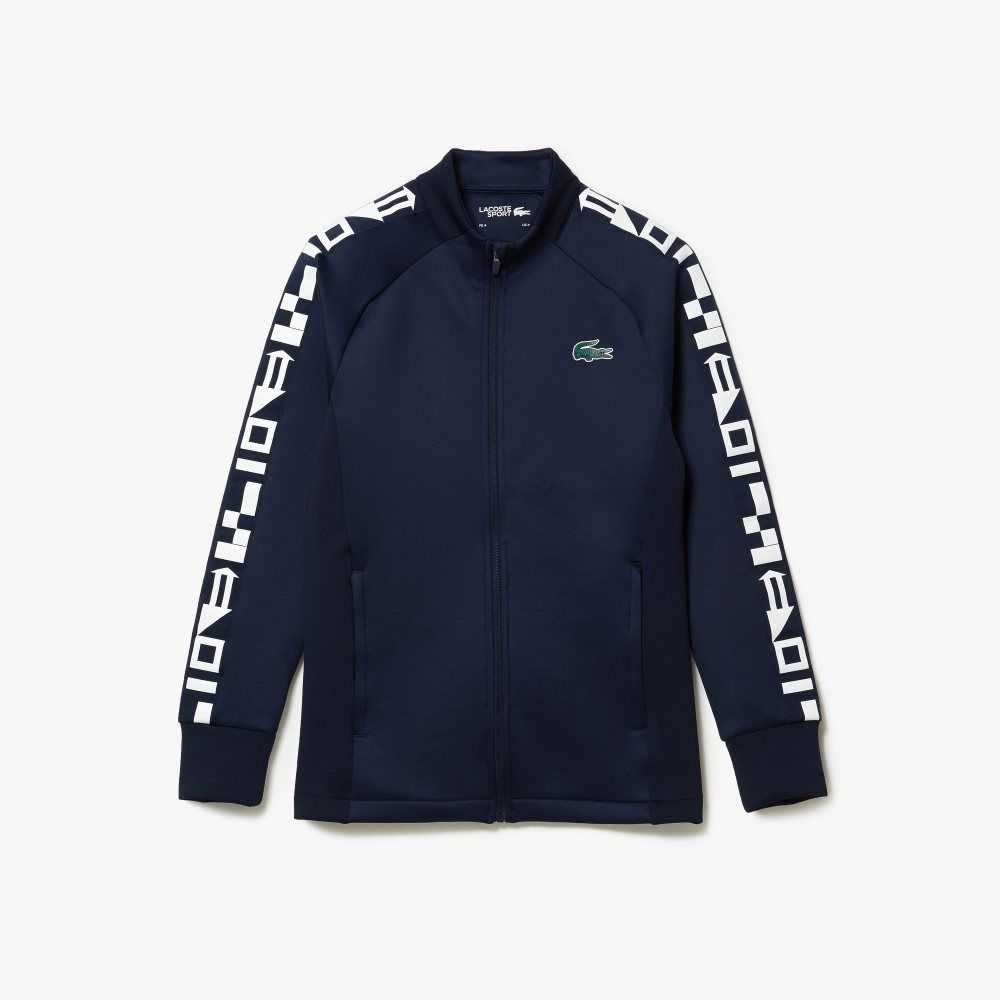 Lacoste SPORT Printed Zip Tennis Sweatshirt Navy Blue | ZTX-084932