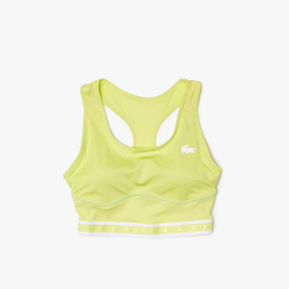 Lacoste SPORT Racer Back Sports Bra Flashy Yellow / Green | KSX-213694