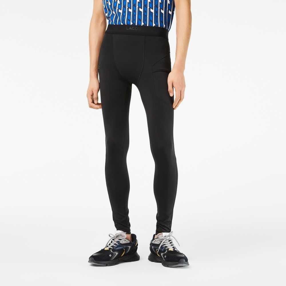 Lacoste SPORT Recycled Polyester Leggings Black | TEX-170538