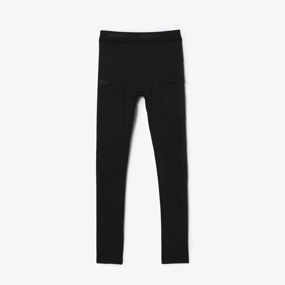 Lacoste SPORT Recycled Polyester Leggings Black | TEX-170538