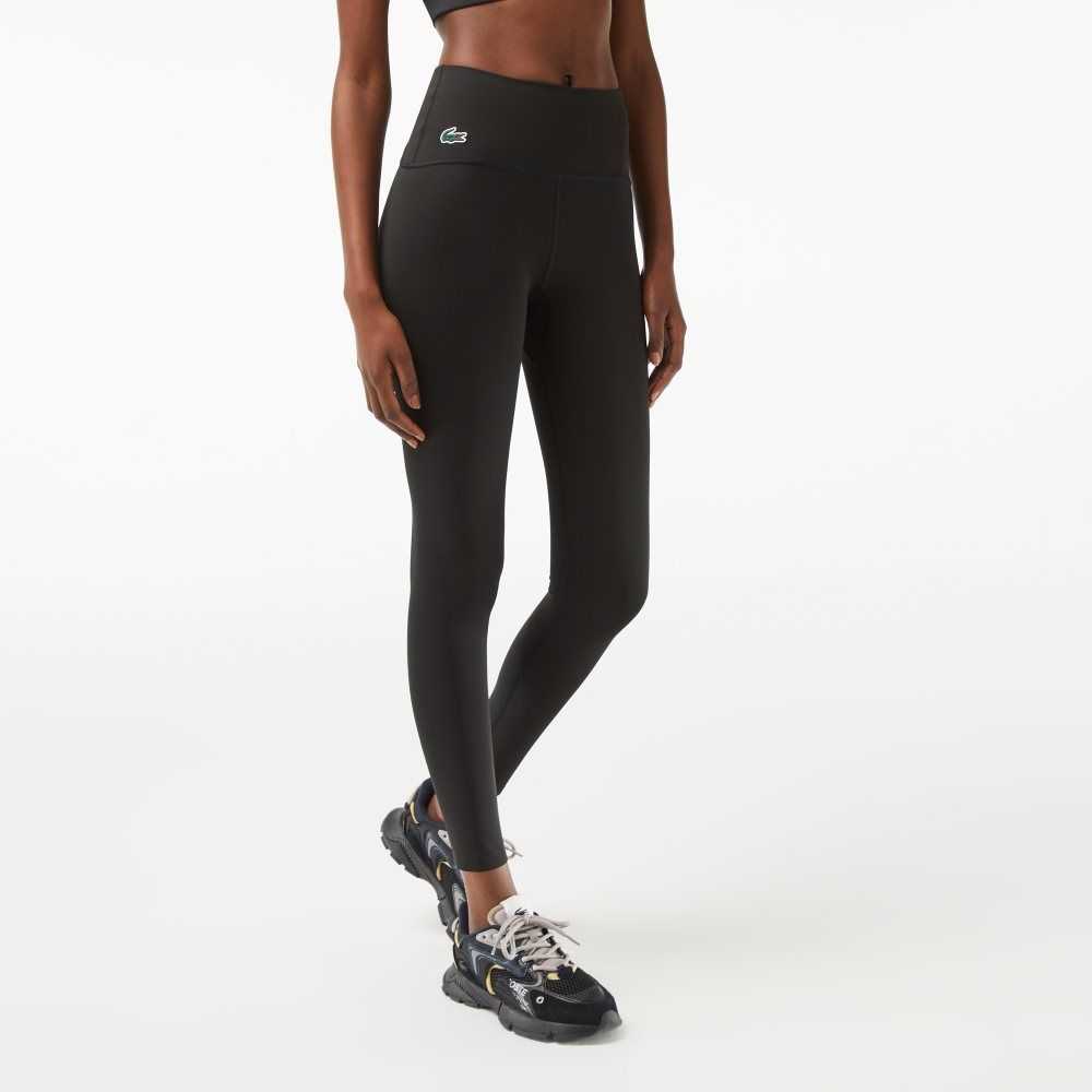 Lacoste SPORT Recycled Polyester Sculpting Leggings Black | LEO-471052