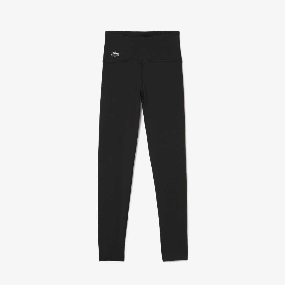 Lacoste SPORT Recycled Polyester Sculpting Leggings Black | LEO-471052