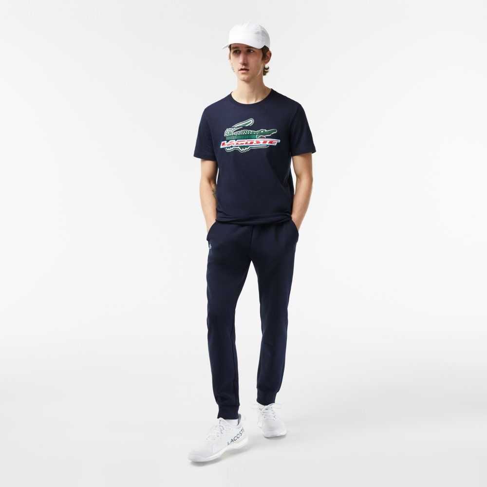 Lacoste SPORT Regular Fit Organic Cotton T-Shirt Navy Blue | PCN-083496