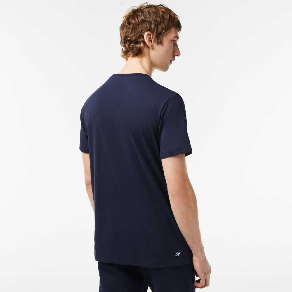 Lacoste SPORT Regular Fit Organic Cotton T-Shirt Navy Blue | PCN-083496