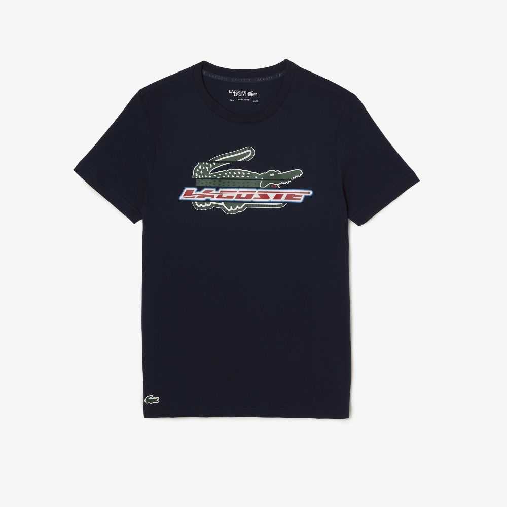 Lacoste SPORT Regular Fit Organic Cotton T-Shirt Navy Blue | PCN-083496