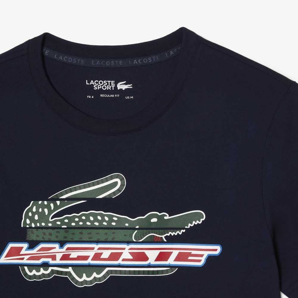 Lacoste SPORT Regular Fit Organic Cotton T-Shirt Navy Blue | PCN-083496