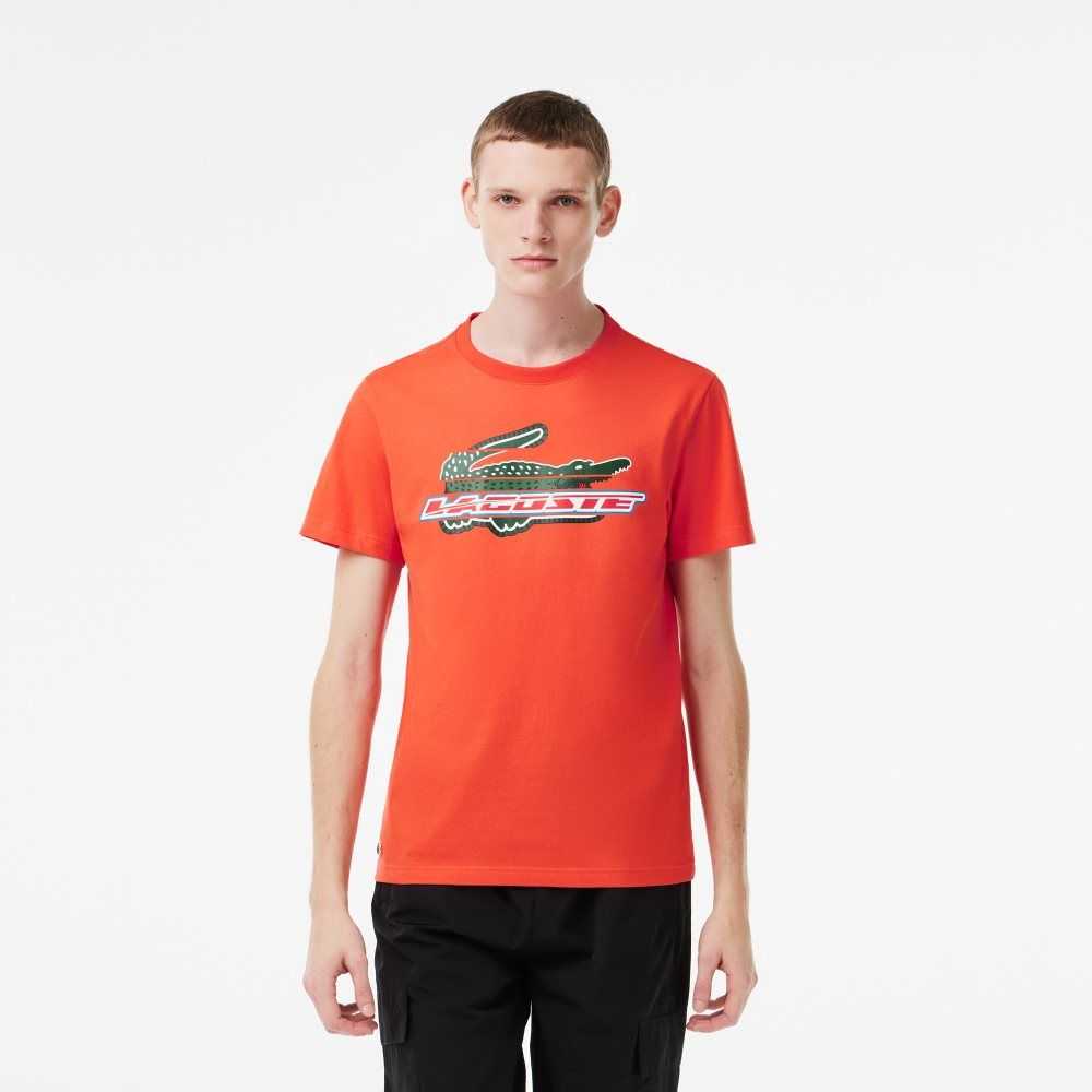 Lacoste SPORT Regular Fit Organic Cotton T-Shirt Orange | SNF-730819