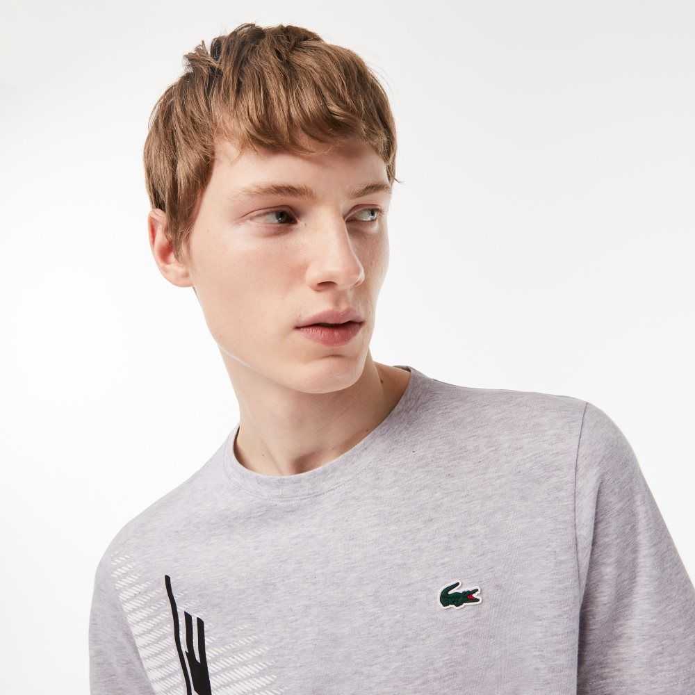 Lacoste SPORT Regular Fit T-Shirt with Contrast Branding Grey Chine | APT-016379