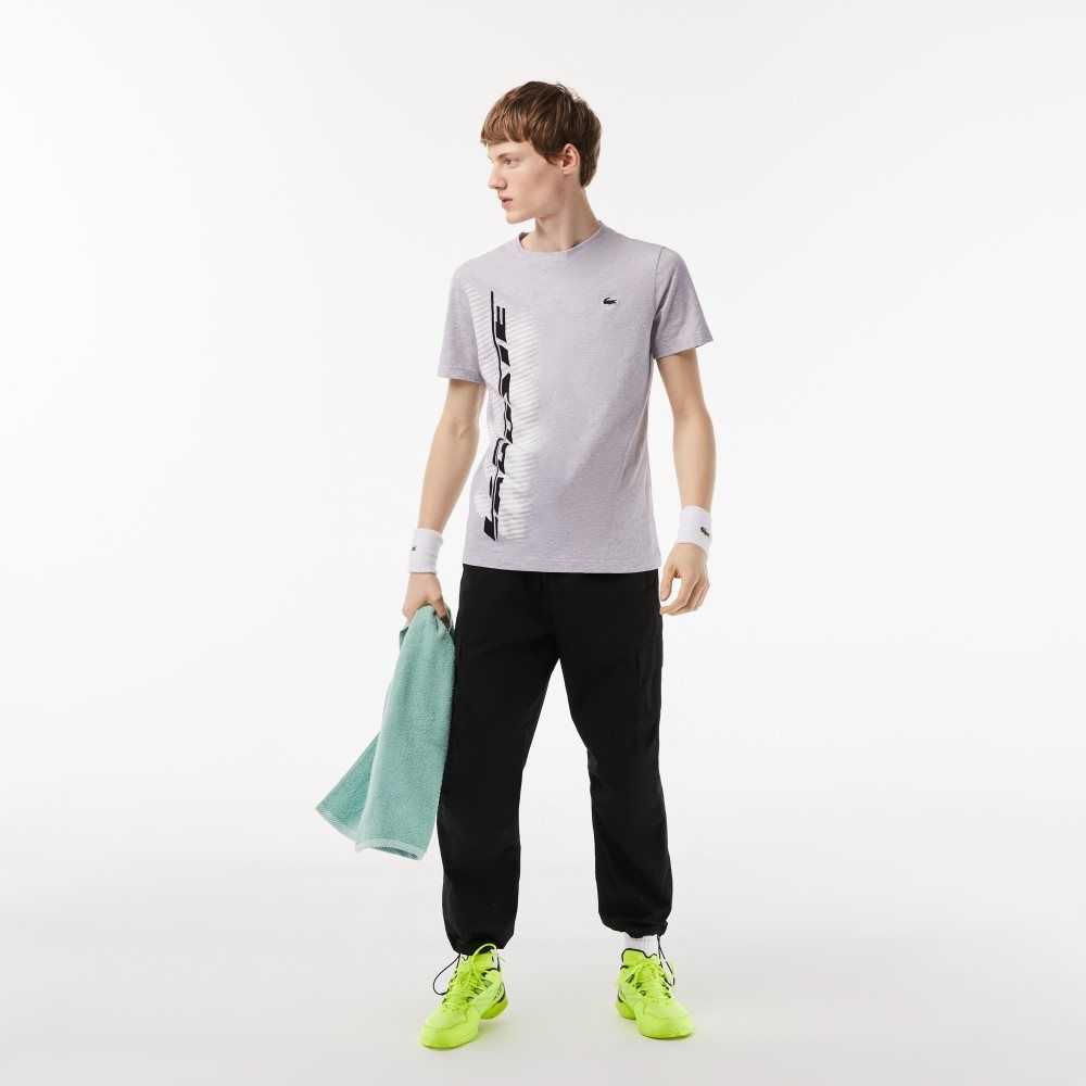 Lacoste SPORT Regular Fit T-Shirt with Contrast Branding Grey Chine | APT-016379