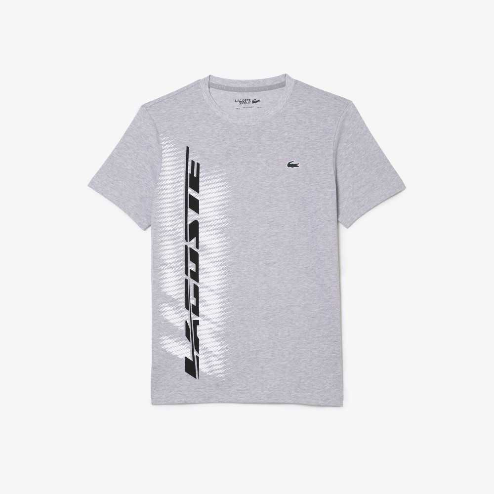 Lacoste SPORT Regular Fit T-Shirt with Contrast Branding Grey Chine | APT-016379