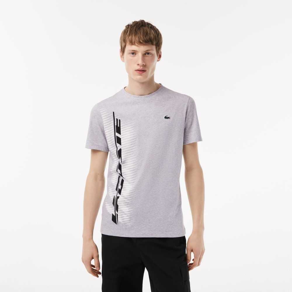 Lacoste SPORT Regular Fit T-Shirt with Contrast Branding Grey Chine | APT-016379