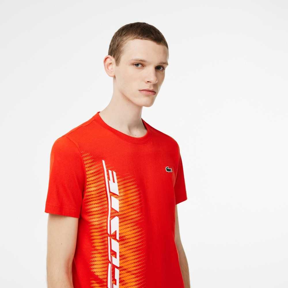 Lacoste SPORT Regular Fit T-Shirt with Contrast Branding Red | DSJ-709831