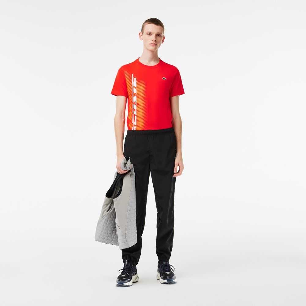 Lacoste SPORT Regular Fit T-Shirt with Contrast Branding Red | DSJ-709831