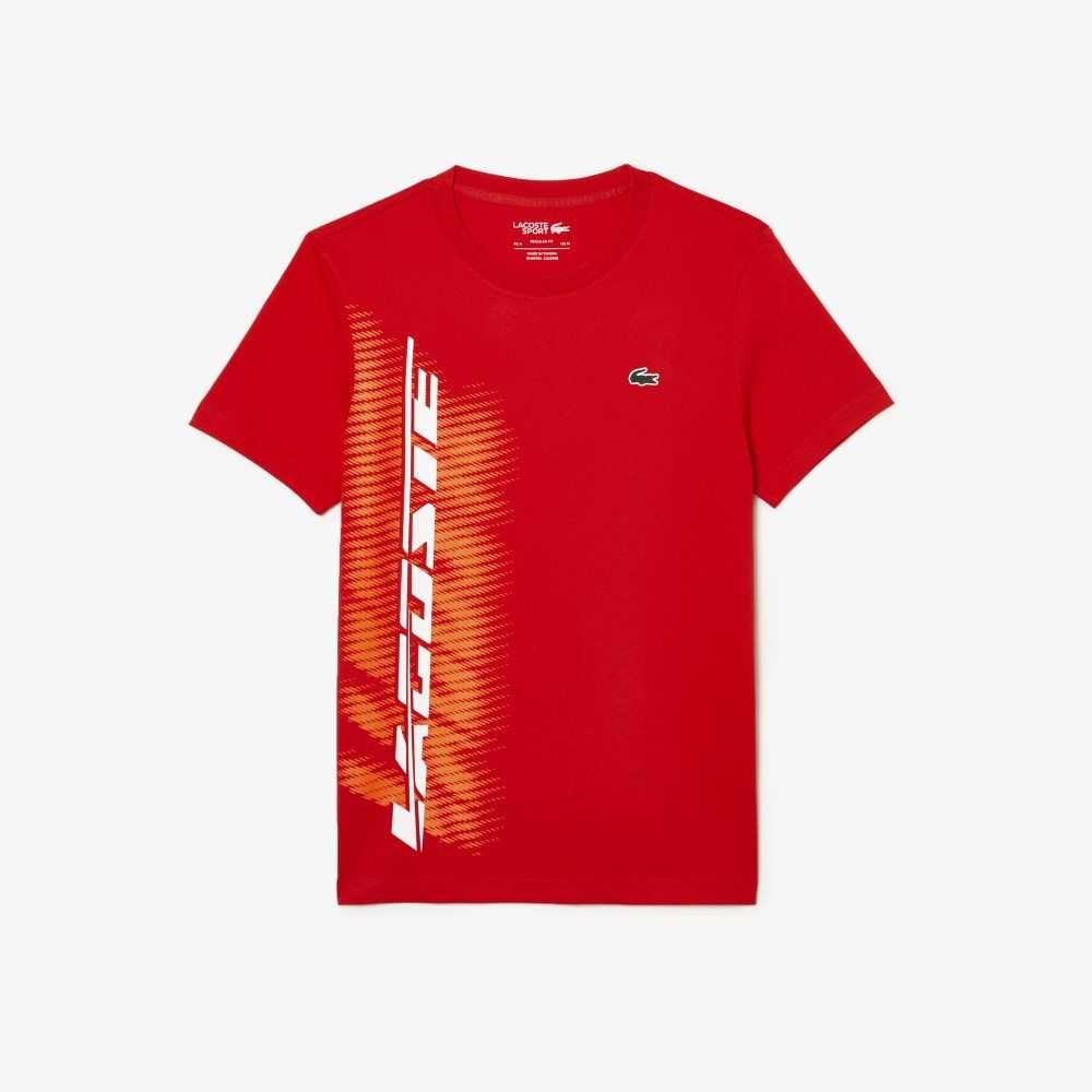 Lacoste SPORT Regular Fit T-Shirt with Contrast Branding Red | DSJ-709831