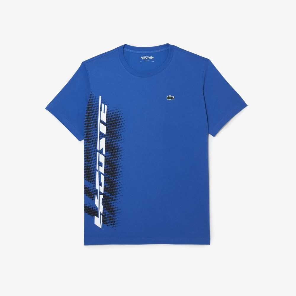 Lacoste SPORT Regular Fit T-Shirt with Contrast Branding Blue | EPZ-047519