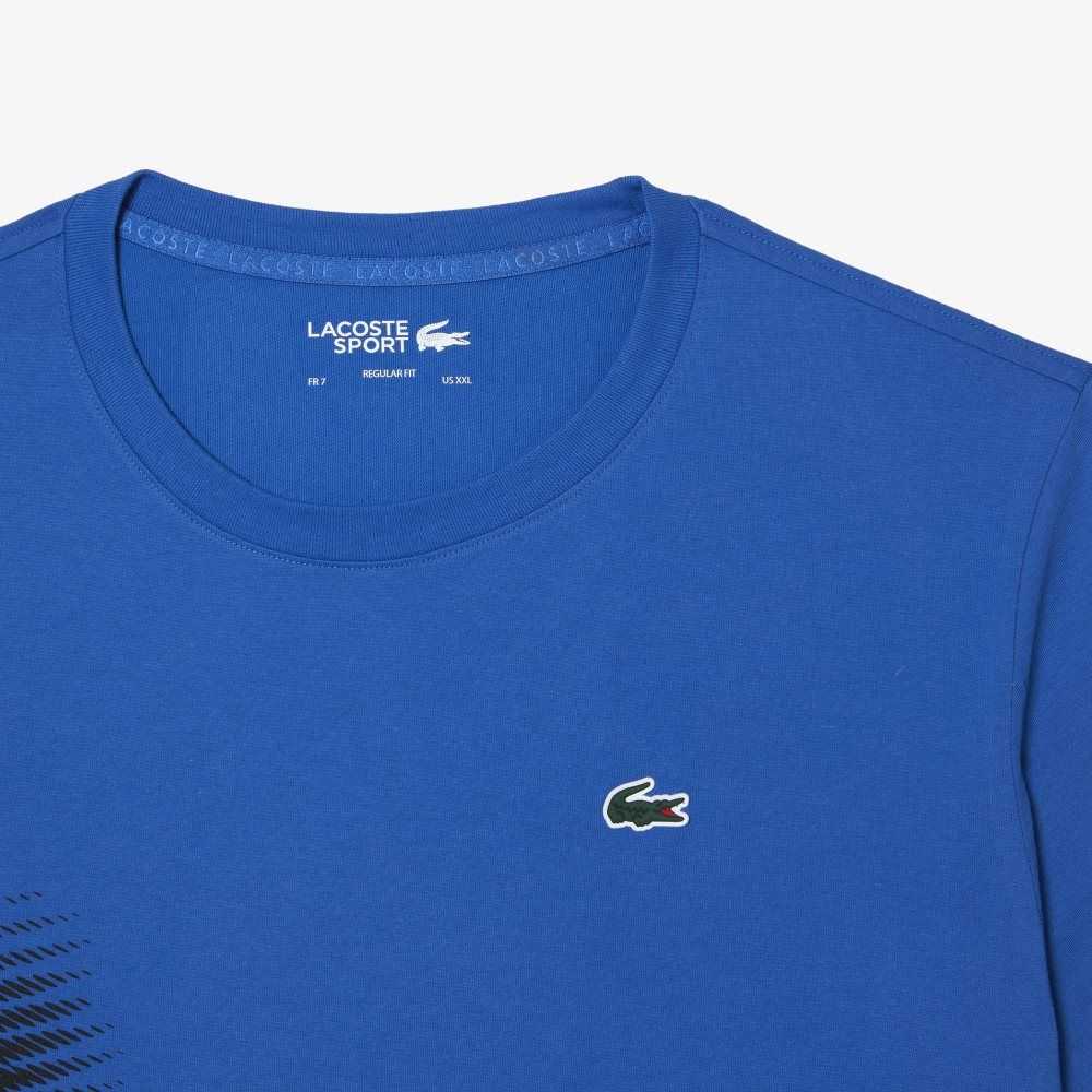 Lacoste SPORT Regular Fit T-Shirt with Contrast Branding Blue | EPZ-047519