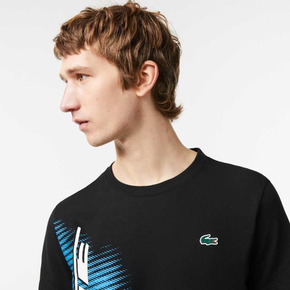 Lacoste SPORT Regular Fit T-Shirt with Contrast Branding Black | GAL-347068