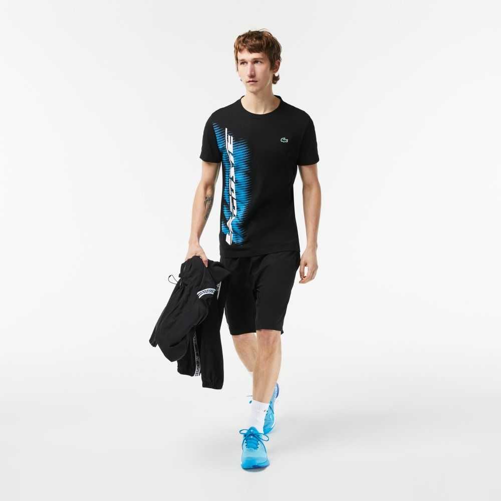 Lacoste SPORT Regular Fit T-Shirt with Contrast Branding Black | GAL-347068