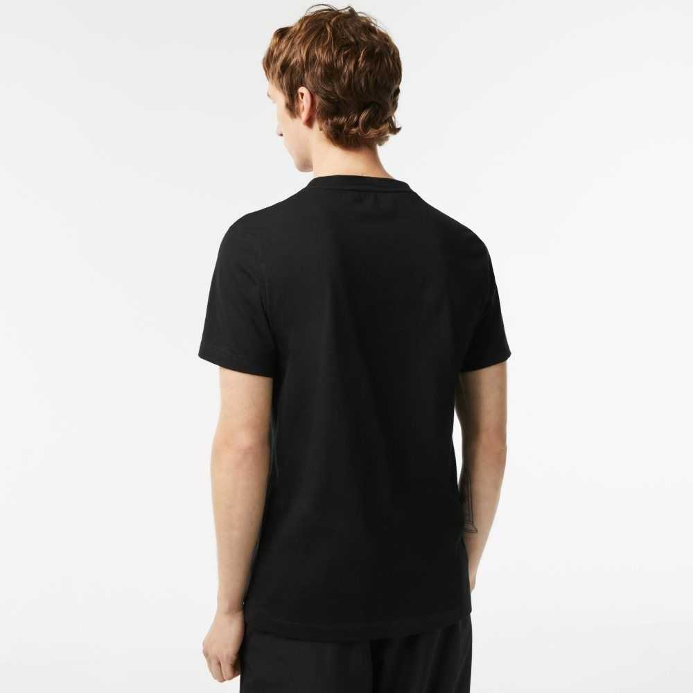 Lacoste SPORT Regular Fit T-Shirt with Contrast Branding Black | GAL-347068