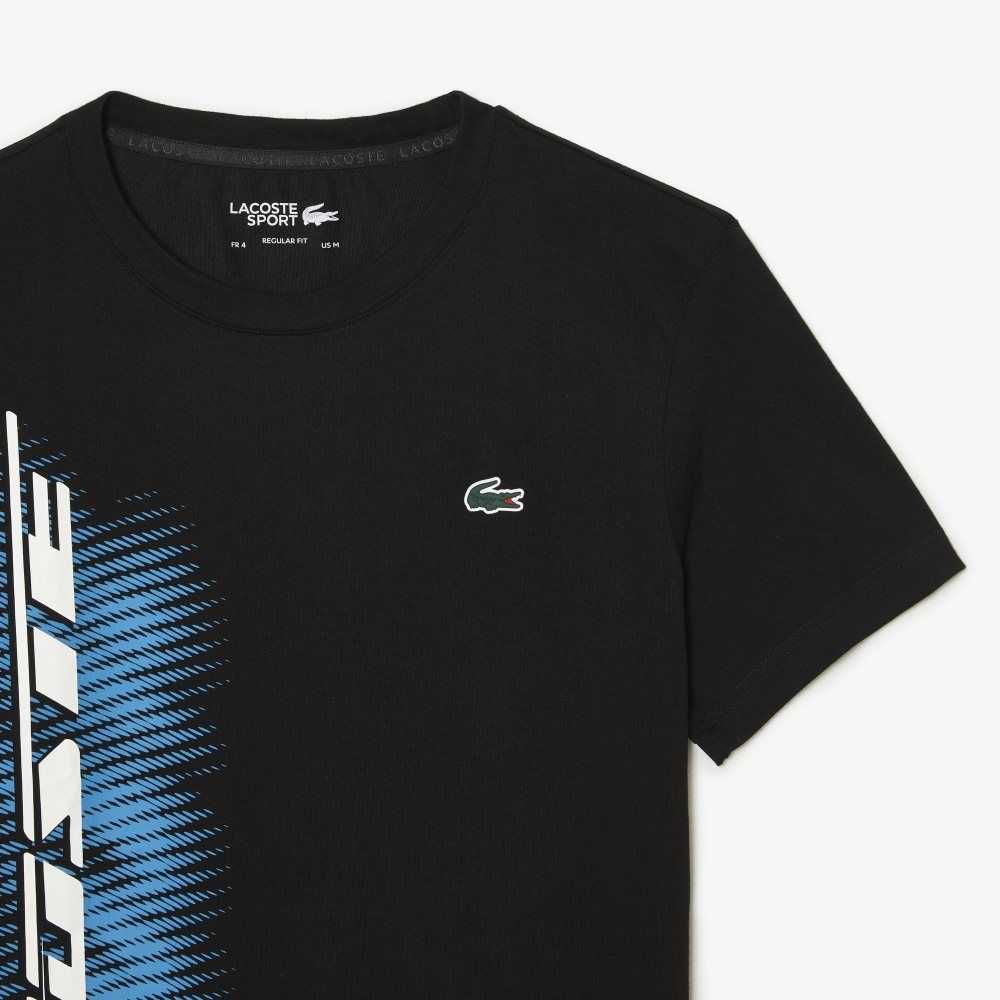 Lacoste SPORT Regular Fit T-Shirt with Contrast Branding Black | GAL-347068