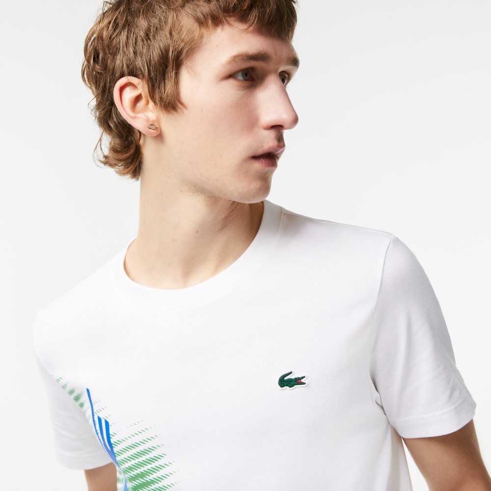 Lacoste SPORT Regular Fit T-Shirt with Contrast Branding White | JBI-364178