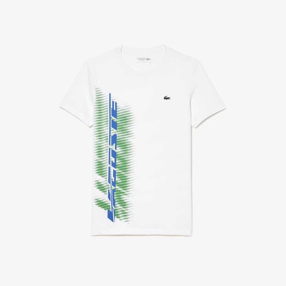 Lacoste SPORT Regular Fit T-Shirt with Contrast Branding White | JBI-364178