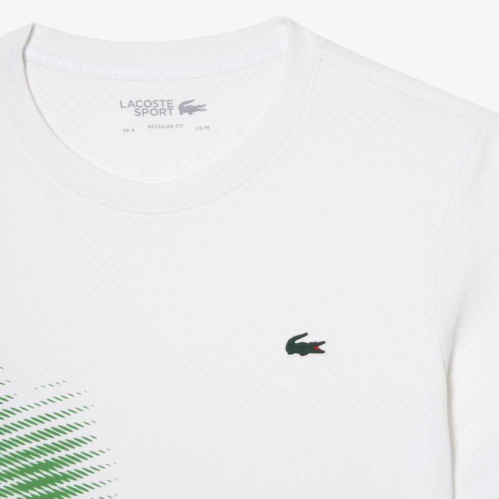 Lacoste SPORT Regular Fit T-Shirt with Contrast Branding White | JBI-364178