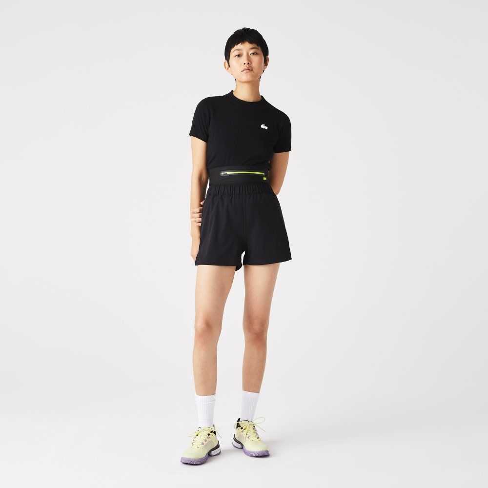 Lacoste SPORT Removable Belt Shorts Black | GJQ-789326