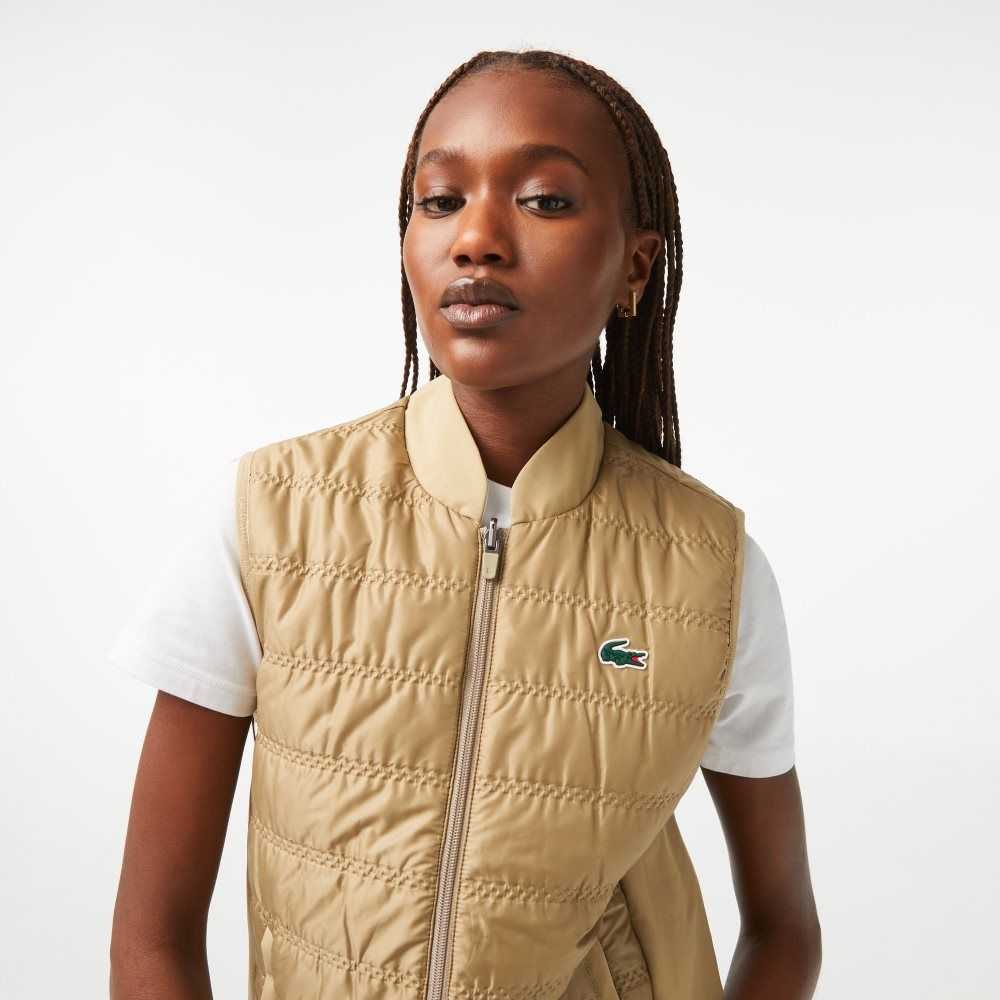 Lacoste SPORT Reversible Golf Vest Beige / White | NRX-612753