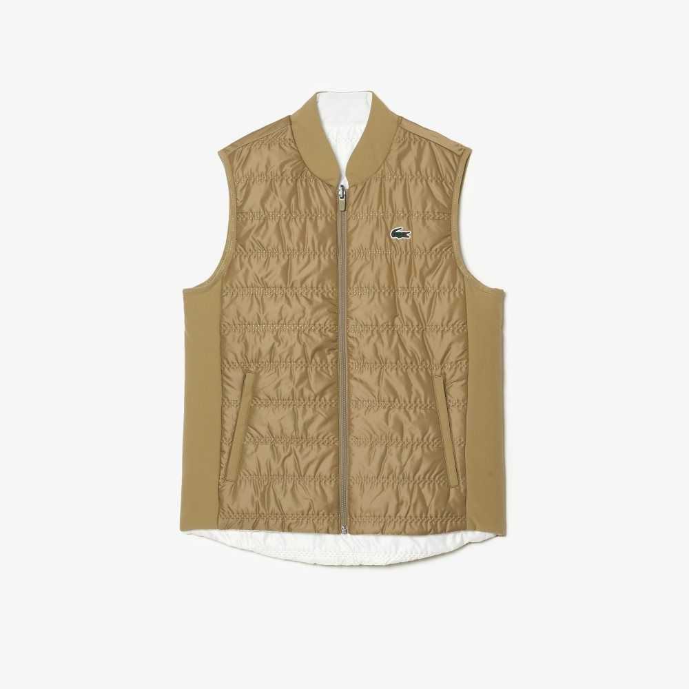 Lacoste SPORT Reversible Golf Vest Beige / White | NRX-612753