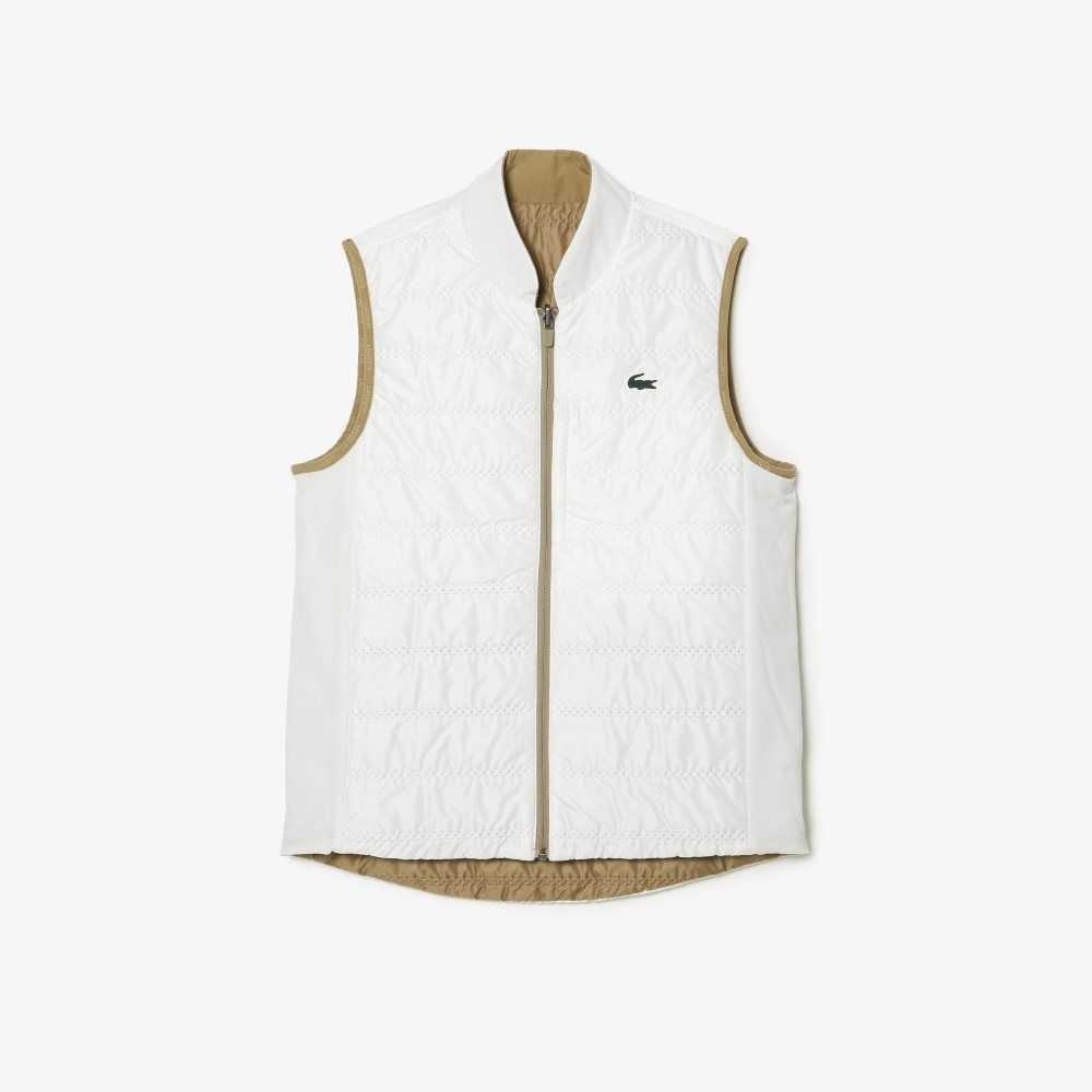 Lacoste SPORT Reversible Golf Vest Beige / White | NRX-612753