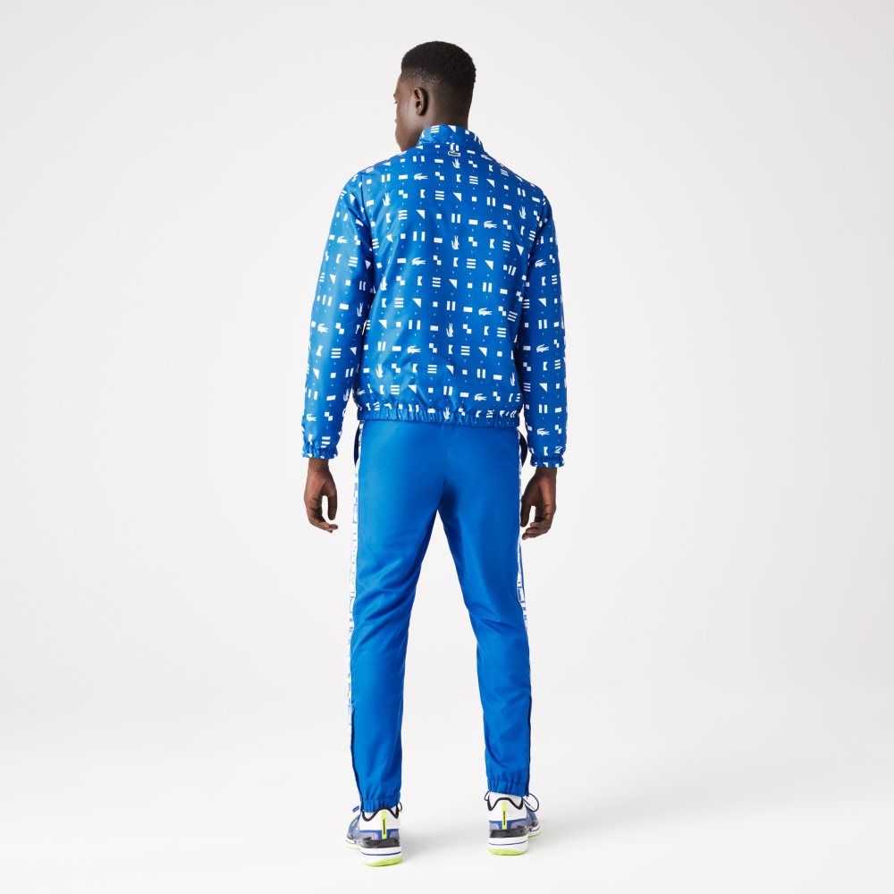 Lacoste SPORT Reversible Water-Repellent Tennis Jacket Blue / White / Black / Blue | POS-802175