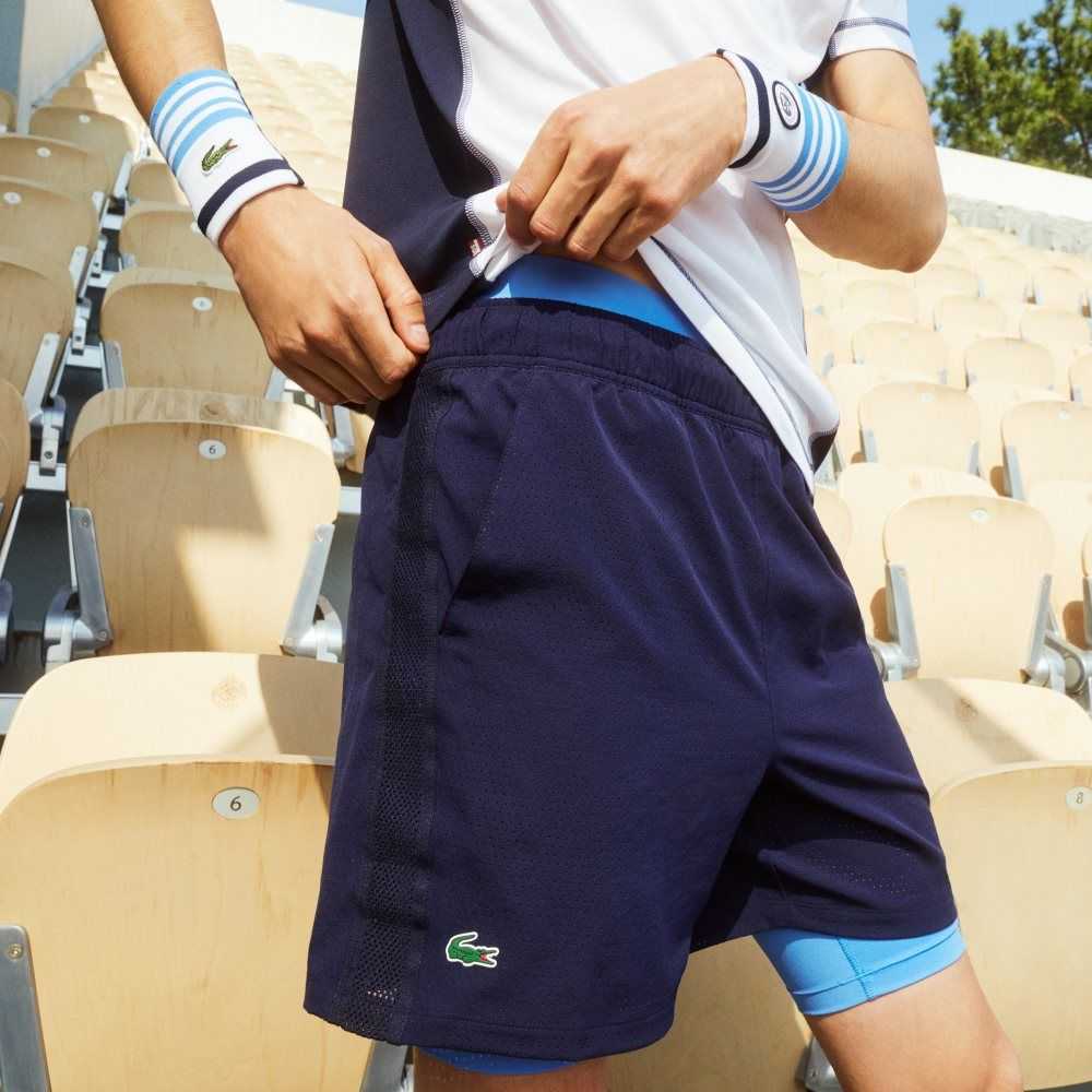 Lacoste SPORT Roland Garros Breathable Light Shorts Navy Blue / Blue / White | GKX-034169