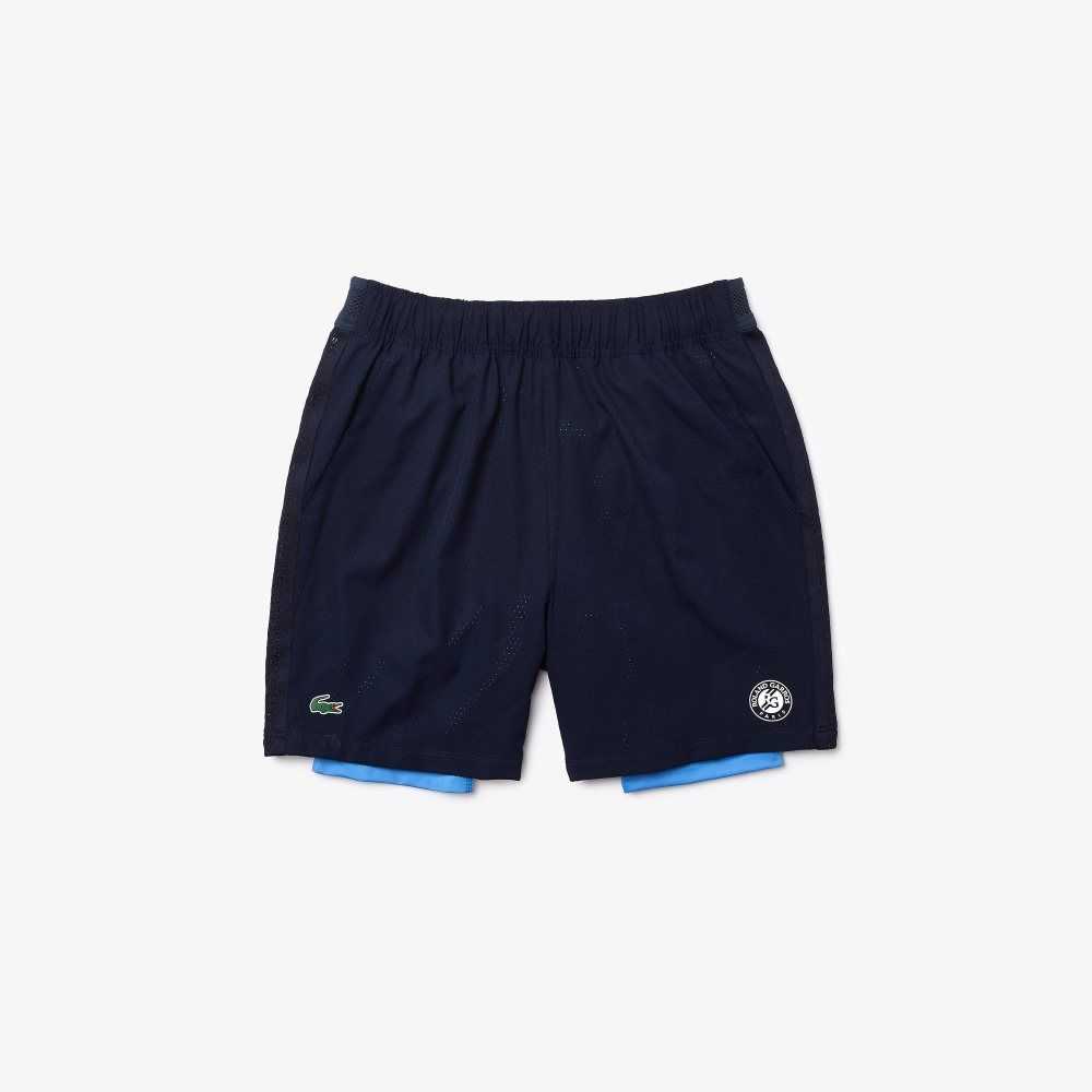 Lacoste SPORT Roland Garros Breathable Light Shorts Navy Blue / Blue / White | GKX-034169